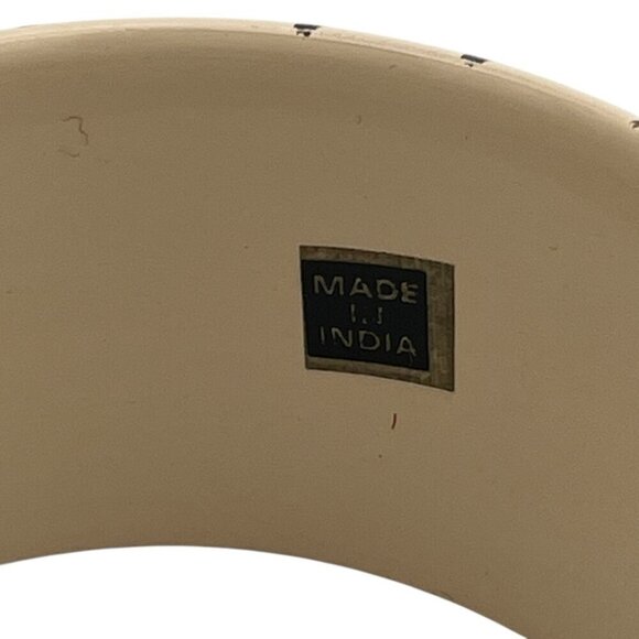 Vtg Retro Artisan Hand Painted Wood Geometric Crackle Bangle Bracelet 80s 90s - Picture 6 of 12